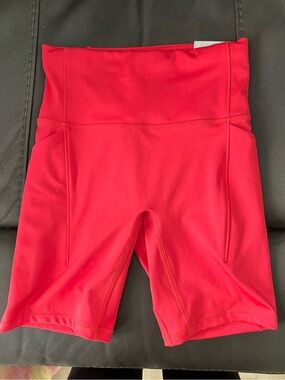 High-Waist Women's Performance Bike Shorts - Bright Pink